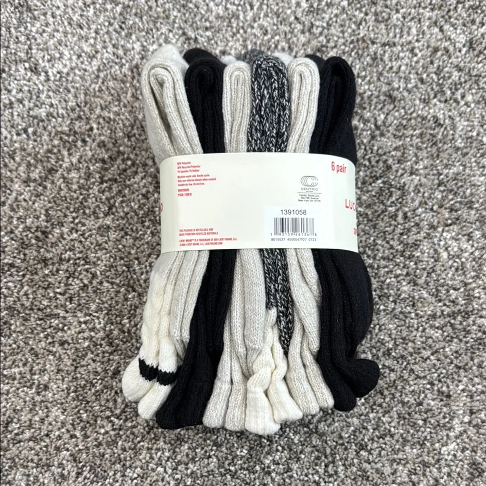Lucky Brand Sock 6 Pair Pack ~ Women's Shoe Size 5-10